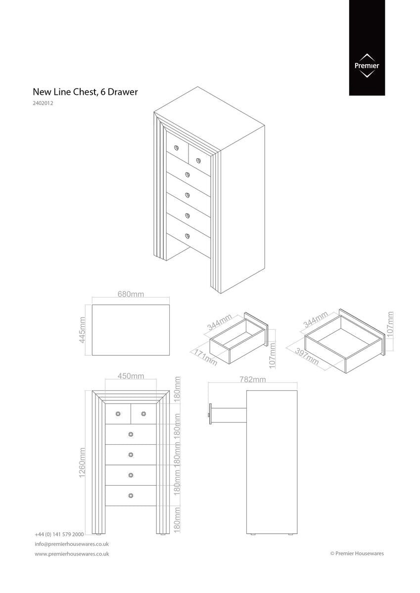 Orsina Mirrored 6 Drawer Chest – Contemporary Glam Bedroom Dresser