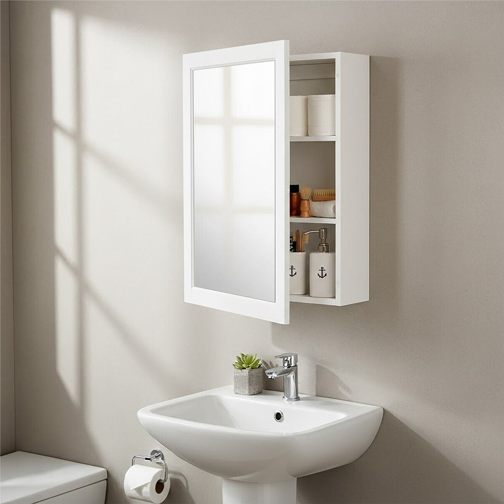 Orsina Port Mirrored Wall Cabinet | Modern Bathroom Storage with 2 Shelves
