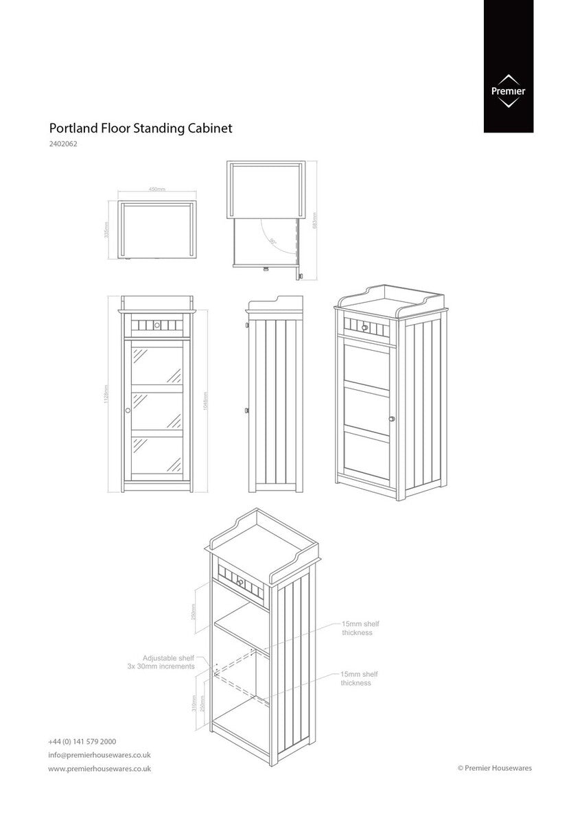 Orsina Portland Glass Door Floor Standing Cabinet – Modern Storage