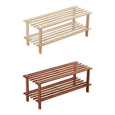 Orsina Arla 2-Tier Shoe Rack – Natural and Cedar Wood Entryway Storage