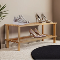 Orsina Arla 2-Tier Shoe Rack – Natural and Cedar Wood Entryway Storage