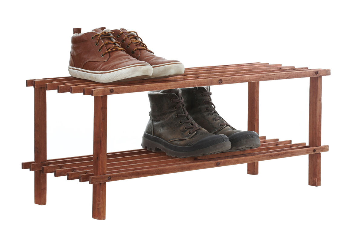 Orsina Arla 2-Tier Shoe Rack – Dark Cedar Wood Entryway Organiser