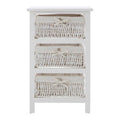 Orsina White Storage Unit with 3 Woven Maize Baskets – Compact Design