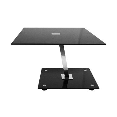 Orsina Modern End Table | Black Tempered Glass & Chrome Frame