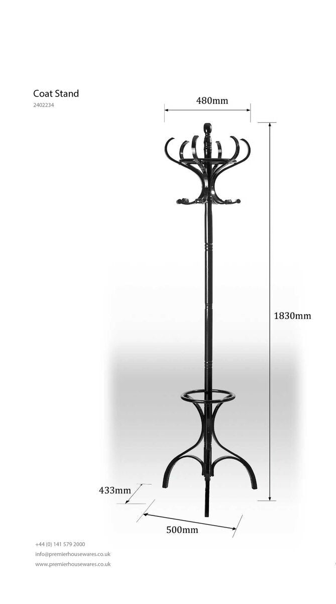 Orsina Kennedy Black Floor Standing Coat Stand – Modern Hallway Storage