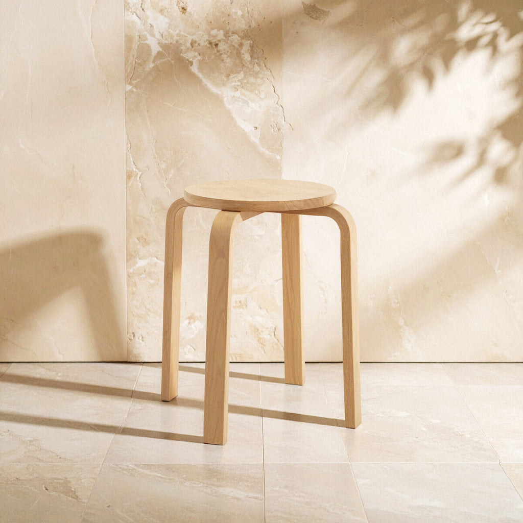 Orsina Heva Stackable Round Stool – Modern Hevea Wood Seating