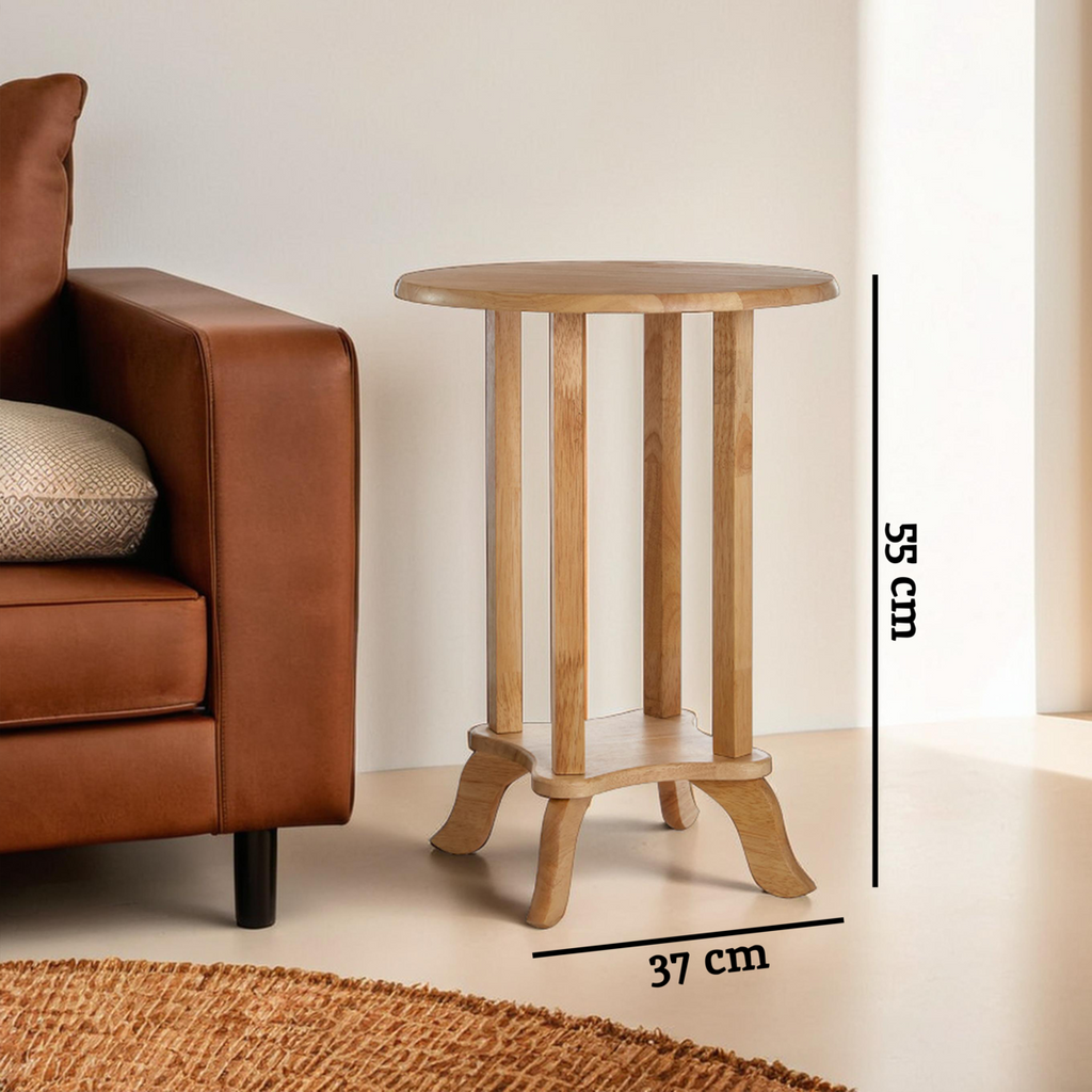 Orsina Heva Round Side Table – Tropical Hevea Wood Accent Furniture