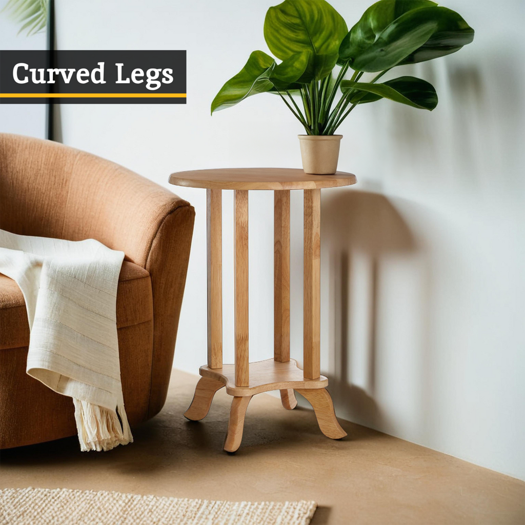 Orsina Heva Round Side Table – Tropical Hevea Wood Accent Furniture