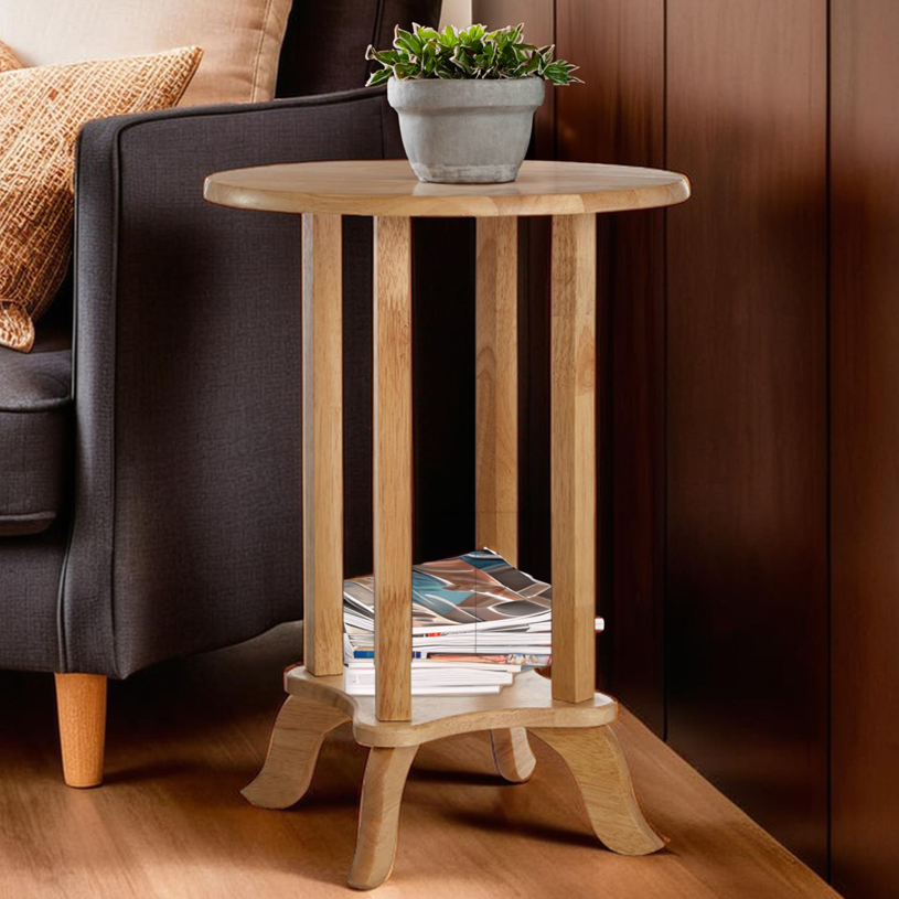 Orsina Heva Round Side Table – Tropical Hevea Wood Accent Furniture