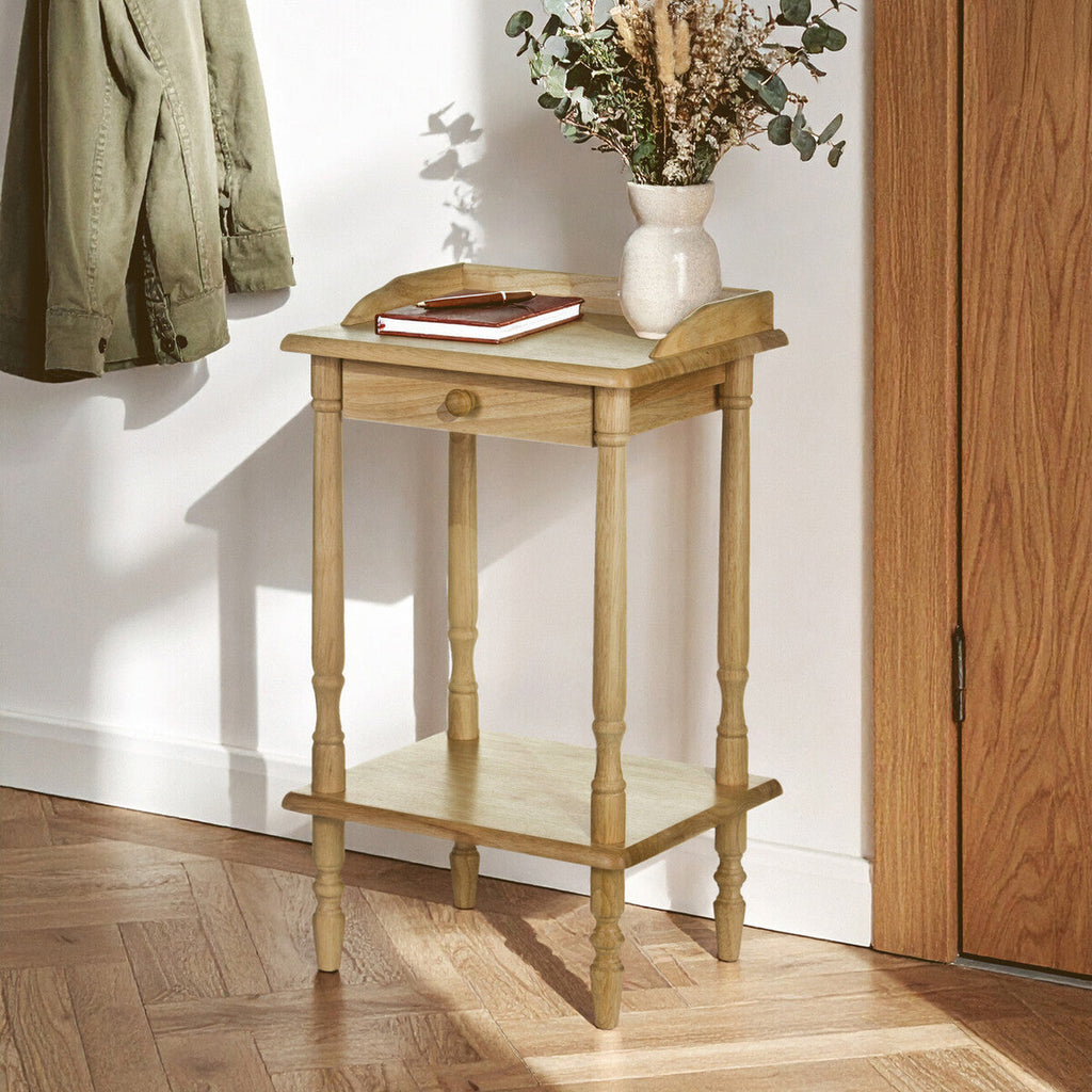 Orsina Heva Rectangular Side Table – Tropical Hevea Wood Accent