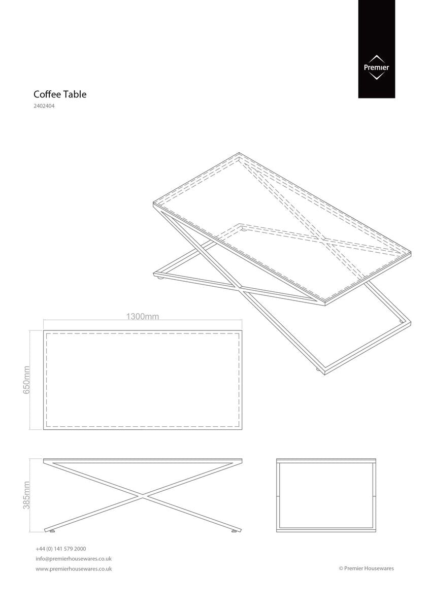 Orsina Montril Glass Coffee Table | Modern Black Criss Cross Base