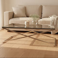Orsina Montril Glass Coffee Table | Modern Black Criss Cross Base