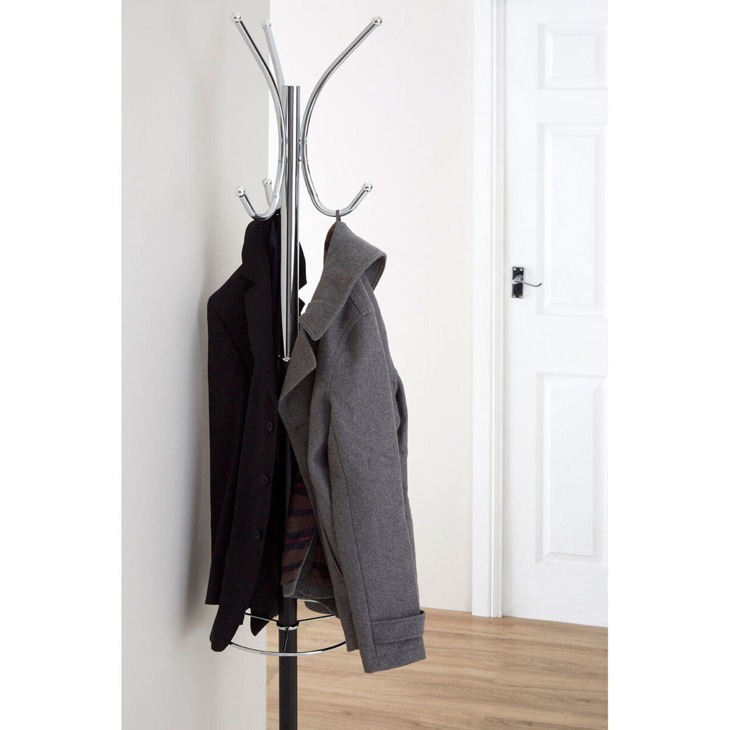 Orsina Drew Floor Standing Coat Stand – Modern Black and Chrome Rack