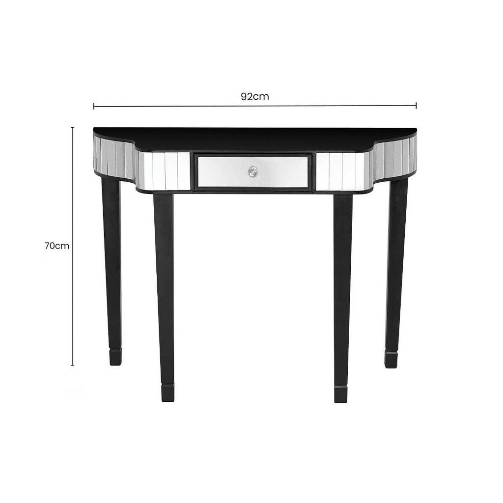 Orsina Clavier Black and Mirrored Console Table – Modern Hallway Table