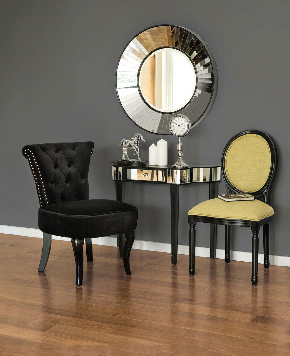 Orsina Clavier Black and Mirrored Console Table – Modern Hallway Table
