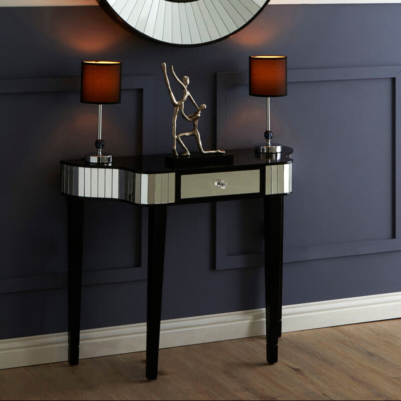 Orsina Clavier Black and Mirrored Console Table – Modern Hallway Table