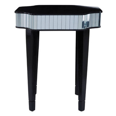 Orsina Clavier Black and Mirrored Side Table – Modern Bedside Accent
