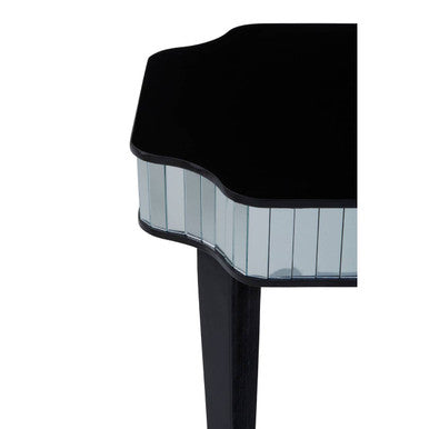 Orsina Clavier Black and Mirrored Side Table – Modern Bedside Accent