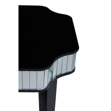 Orsina Clavier Black and Mirrored Side Table – Modern Bedside Accent