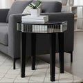 Orsina Clavier Black and Mirrored Side Table – Modern Bedside Accent
