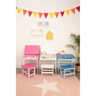 Orsina Jordan Children's Blue Desk and Stool Set – Lift Top Storage