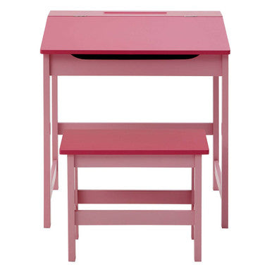 Orsina Jordan Children's Pink Desk and Stool Set with Lift-Top Storage