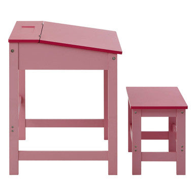 Orsina Jordan Children's Pink Desk and Stool Set with Lift-Top Storage