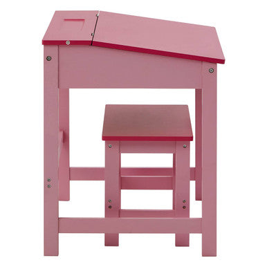 Orsina Jordan Children's Pink Desk and Stool Set with Lift-Top Storage
