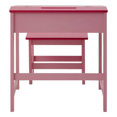 Orsina Jordan Children's Pink Desk and Stool Set with Lift-Top Storage