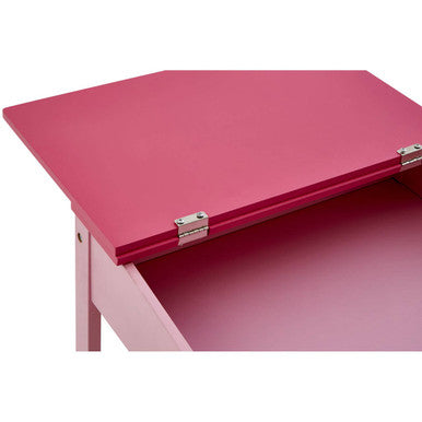 Orsina Jordan Children's Pink Desk and Stool Set with Lift-Top Storage