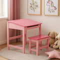 Orsina Jordan Children's Pink Desk and Stool Set with Lift-Top Storage