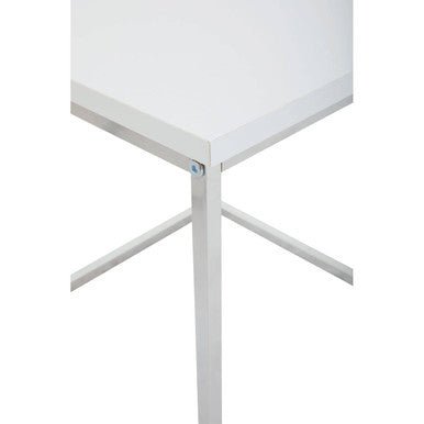 Orsina Fulton Nest of 3 Tables | Matte White & Chrome Nesting Tables
