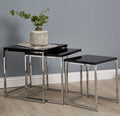 Orsina Fulton Black Nest of 3 Tables – Modern Chrome Nesting Tables