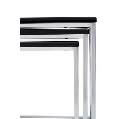 Orsina Fulton Black Nest of 3 Tables – Modern Chrome Nesting Tables