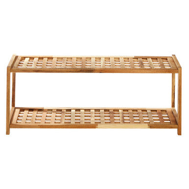 Orsina Arla 2-Tier Walnut Wood Shoe Rack – Modern Entryway Storage