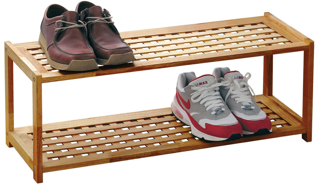 Orsina Arla 2-Tier Walnut Wood Shoe Rack – Modern Entryway Storage