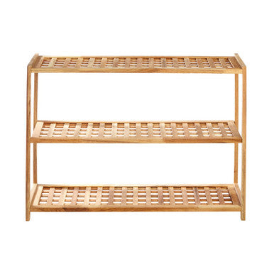 Orsina Arla 3-Tier Walnut Wood Shoe Rack – Modern Grid Entryway Storage
