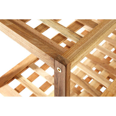 Orsina Arla 3-Tier Walnut Wood Shoe Rack – Modern Grid Entryway Storage