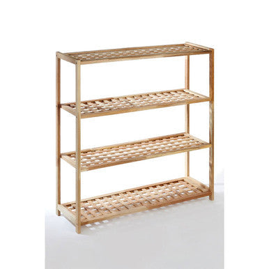 Orsina Arla 4-Tier Walnut Wood Shoe Rack – Grid Design Entryway Storage
