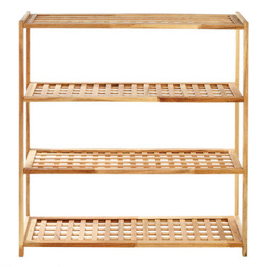 Orsina Arla 4-Tier Walnut Wood Shoe Rack – Grid Design Entryway Storage