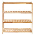 Orsina Arla 4-Tier Walnut Wood Shoe Rack – Grid Design Entryway Storage