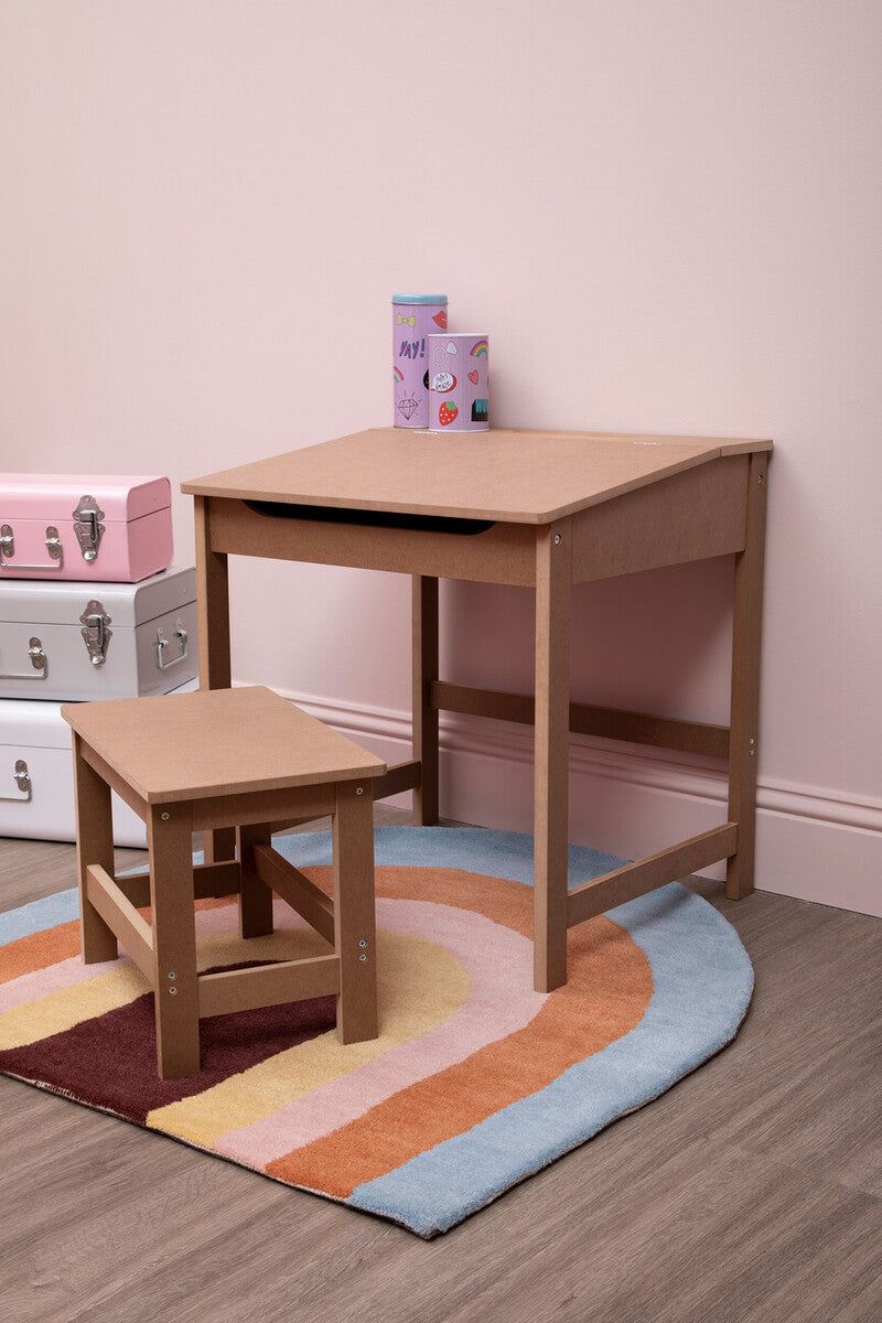 Orsina Jordan Kids Wooden Desk and Stool Set – Natural Montessori