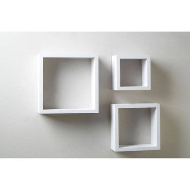 Orsina Kayli White Wall Cubes – Set of 3 MDF Floating Shelves