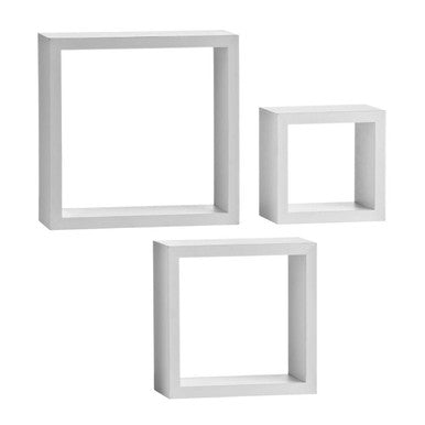 Orsina Kayli White Wall Cubes – Set of 3 MDF Floating Shelves
