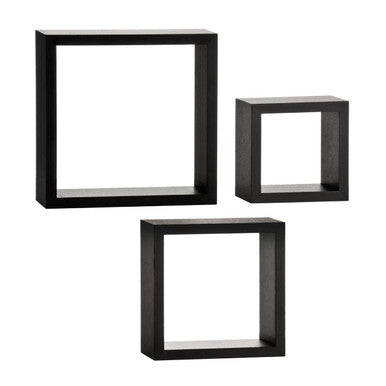 Orsina Kayli Black Wall Cubes – Set of 3 Floating Display Shelves