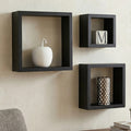 Orsina Kayli Black Wall Cubes – Set of 3 Floating Display Shelves