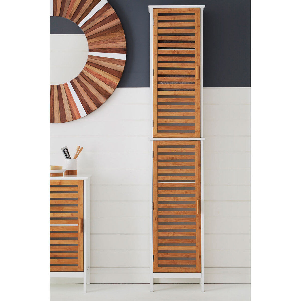 Orsina Verdon Tall Bathroom Cabinet – 4 Shelf Standing Linen Storage