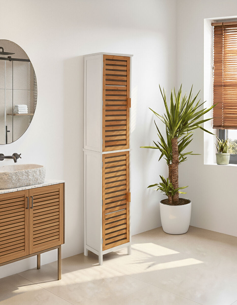 Orsina Verdon Tall Bathroom Cabinet – 4 Shelf Standing Linen Storage