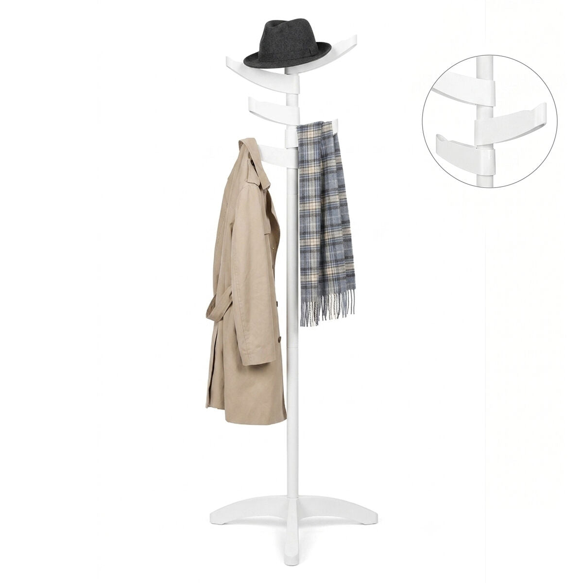 Orsina Bian White Steel ABS Coat Stand – Modern Freestanding Hallway Rack