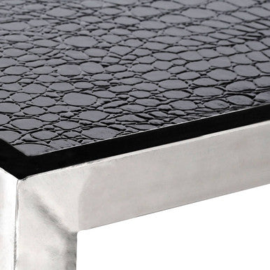 Orsina Carla Mirrored Coffee Table – Black Crocodile Leather Effect